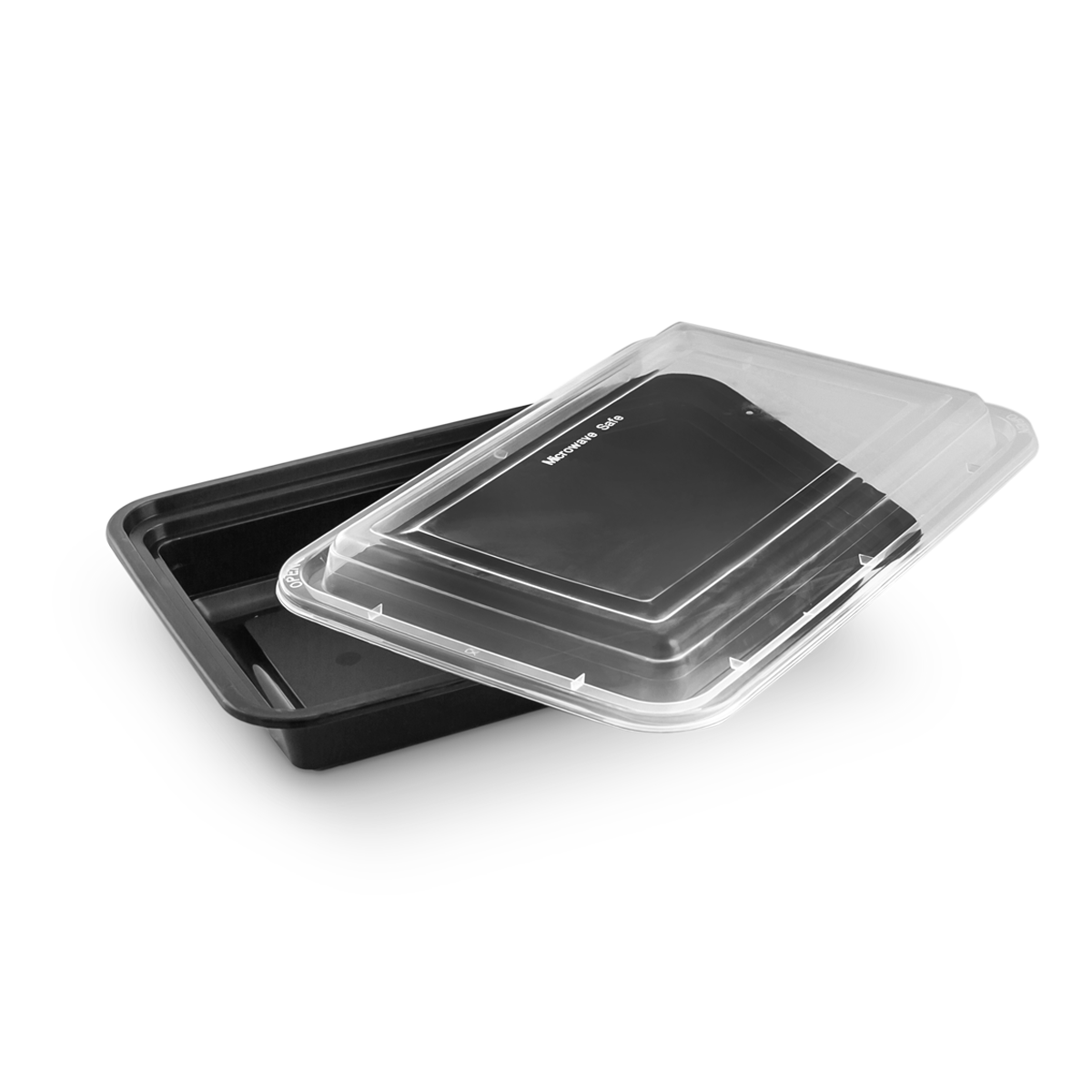 24oz Rectangle Microwavable Containers, Black/Clear, 150/Carton -  mastersupplyonline
