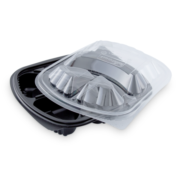 Microwaveable Containers Black 3-Comp Base, 3-Comp - 150 Pack (260578)