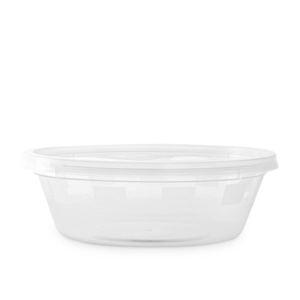 WHOLESALE-Microwave Container Round 250 cc With Lid -Clear (1 Carton X